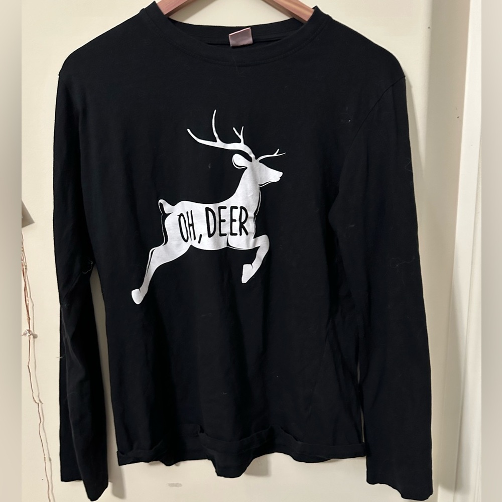 USBD Black ‘Oh, Deer’ Shirt with Words In Deer | Size L